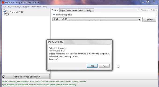 Key Firmware Epson WF-2510 Step 7